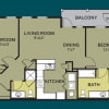 Floor plan: 2 Bdrm 2 Bath - Renovated
