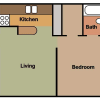 Floor plan: 1 bed 1 bath