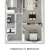 Floor plan: 2 Bedroom 1 Bathroom - The Spark 