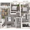 Floor plan: B1.1 2x2 906 SF