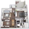 Floor plan: A1R - Renovated 1 Bedroom 1 Bath w/ In-Unit Washer & Dryer *Ask about Move-In Specials*