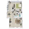 Floor plan: 1 Bed 1 Bath L 740