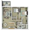 Floor plan: 2 Bedroom 2 Bath