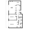 Floor plan: Two Bedroom, One and a Half Bathroom 