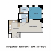 Floor plan: Marquette (1 Bedroom A60)