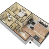 Floor plan: 2 bedroom 1.5 Bath Townhome- Fabulous Fairfield Village! 1025 sq ft with Hook Ups