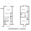 Floor plan: 2 Bedroom 1 Bath Townhome