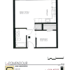 Floor plan: 1 Bedroom 1 Bath (1st Fl Middle DS)