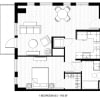 Floor plan: 1 Bed 1 Bath E