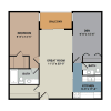 Floor plan: 1 Bedroom + Den