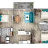 Floor plan: Three Bedroom Two Bath (1125 SF)
