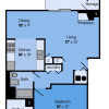 Floor plan: 1 bed 1 bath lg reno wb1x1lr-Willow