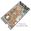 Floor plan: 2x1 W
