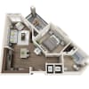 Floor plan: One Bedroom A1B