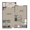 Floor plan: 1 Bed 1 Bath D