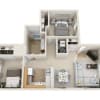 Floor plan: Belle Creek B1 2 BDRM 1 BATH