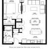 Floor plan: One Bedroom - M (80%)