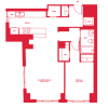 Floor plan: 1 Bed_1 Bath Penthouse-PH206
