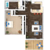 Floor plan: 1 Bedroom 1 Bath 808