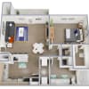 Floor plan: 1 Bed, 1 Bath B