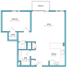 Floor plan: One Bedroom One Bath (847 SF)
