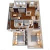 Floor plan: 2 Bedroom, 2 Bathroom, 1155 SQFT