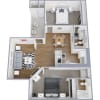 Floor plan: 2 Bed 2 Bath Renovated