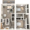 Floor plan: 2 Bedroom Townhome