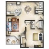 Floor plan: 1 Bedroom with Sunroom or Patio Highbury 