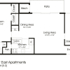 Floor plan: Manor East 1BR 1BA (775sf)