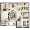 Floor plan: 2 Bedroom 2 Bath with Patio or Balcony Greenwich 