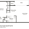 Floor plan: Manor East 1BR 1BA (735sf)