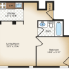 Floor plan: 1 Bed 1 Bath Small - The Madison