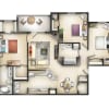 Floor plan: 3 Bedroom 2 Bath with Balcony or Patio Manor House I