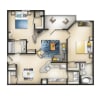 Floor plan: 2 Bedroom  2 Bath with Balcony or Patio Kingsbury I
