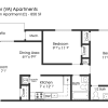 Floor plan: Manor 2BR 1.5BA (850sf)