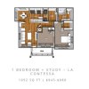Floor plan: 1 Bedroom one bath Study