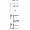 Floor plan: 2Bdrm,1Bth Plan B DN