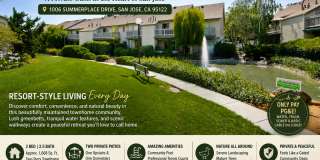 Hidden Silicon Valley Oasis! 2BR/2.5BA Townhome with TWO Private Patios, 2 Dedicated Parking Spaces, Pool, Tennis Courts & Utilities Included! Gallery 1
