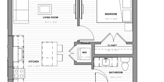 The Gallery (Corner) | 1 Bed | 1 Bath | 561 SF Gallery 1