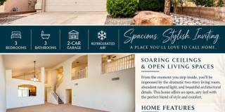 Soaring Ceilings, Stunning Architectural Details & Spacious Living in Albuquerque! 3 Bedrooms · 3 Bathrooms · 2-Car Garage · Refrigerated Air Soaring Ceilings, Stunning Architectural Details & Spacious Living in Albuquerque! 3 Bedrooms · 3 Bathrooms · 2-Car Garage · Refrigerated Air Gallery 1