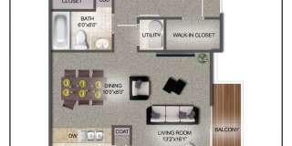 2 bedroom 1 bath, Top (3rd) floor apartment with private balcony Gallery 1