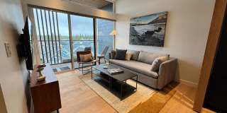 FURNISHED: SPECIAL PRICE 2 MONTHS OFFER - UTILITIES PAID BY OWNER:  NWX tastefully furnished 1 bed, 1 bath located on the 3rd floor Arête Modern Condo in the heart of of Bend's Northwest Crossing Grove Gallery 6