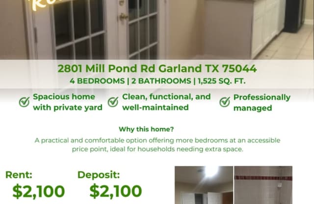 2801 Mill Pond Road - 2801 Mill Pond Road, Garland, TX 75044