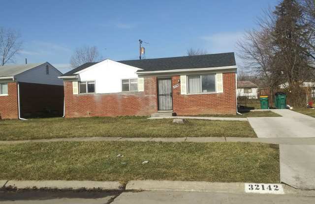 32142 Newcastle St is a 3-bedroom brick ranch for rent in Romulus, Michigan for $1,300/month — Section 8 and Housing Choice Vouchers welcome, just minutes from Detroit Metropolitan Airport in 48174. photos photos