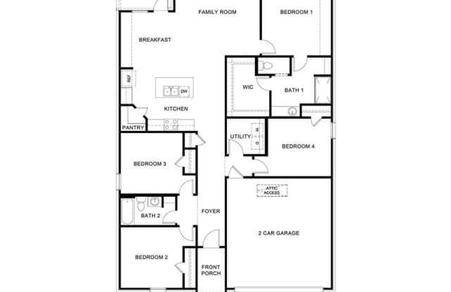 This beautiful 1 story home offers 4 Bedrooms, 2 Bathrooms, 2 Car Garage, and Covered Patio. Gallery 3