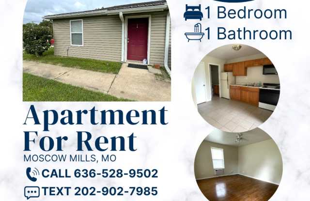 1 Bed 1 Bath Apartment FOR RENT in Moscow Mills, MO - 215 West 3rd Street, Moscow Mills, MO 63362
