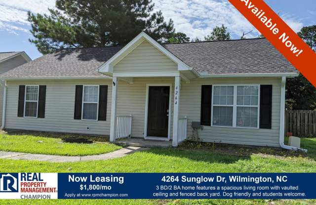 3 BD/2BA Home with Spacious Living Room and Fenced Back Yard - 4264 Sunglow Drive, Wilmington, NC 28405 3 BD/2BA Home with Spacious Living Room and Fenced Back Yard - 4264 Sunglow Drive, Wilmington, NC 28405