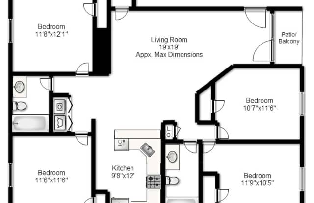 4 Bedroom 2 Bath Apartment 1st Floor Gallery 2