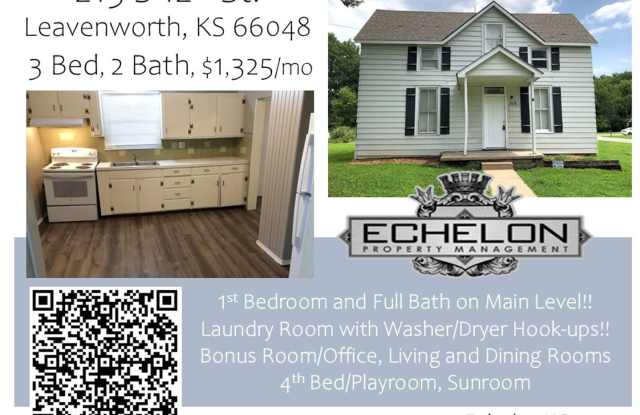 Large 3 Bed, 2 Bath House, Bonus Room and MORE!! - 215 South 12th Street, Leavenworth, KS 66048